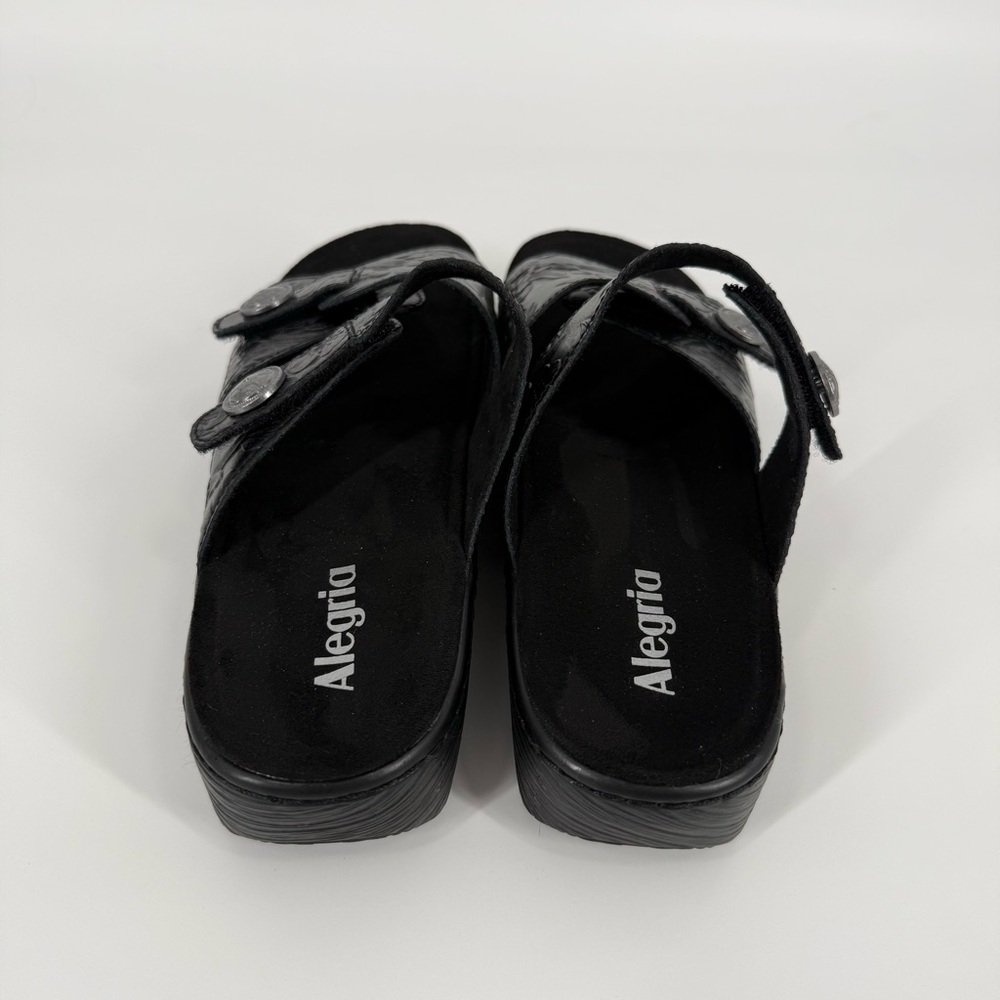 Alegria Leather Sandals Floral Embossed Adjustable Straps 40 Steampunk Goth - Picture 3 of 12